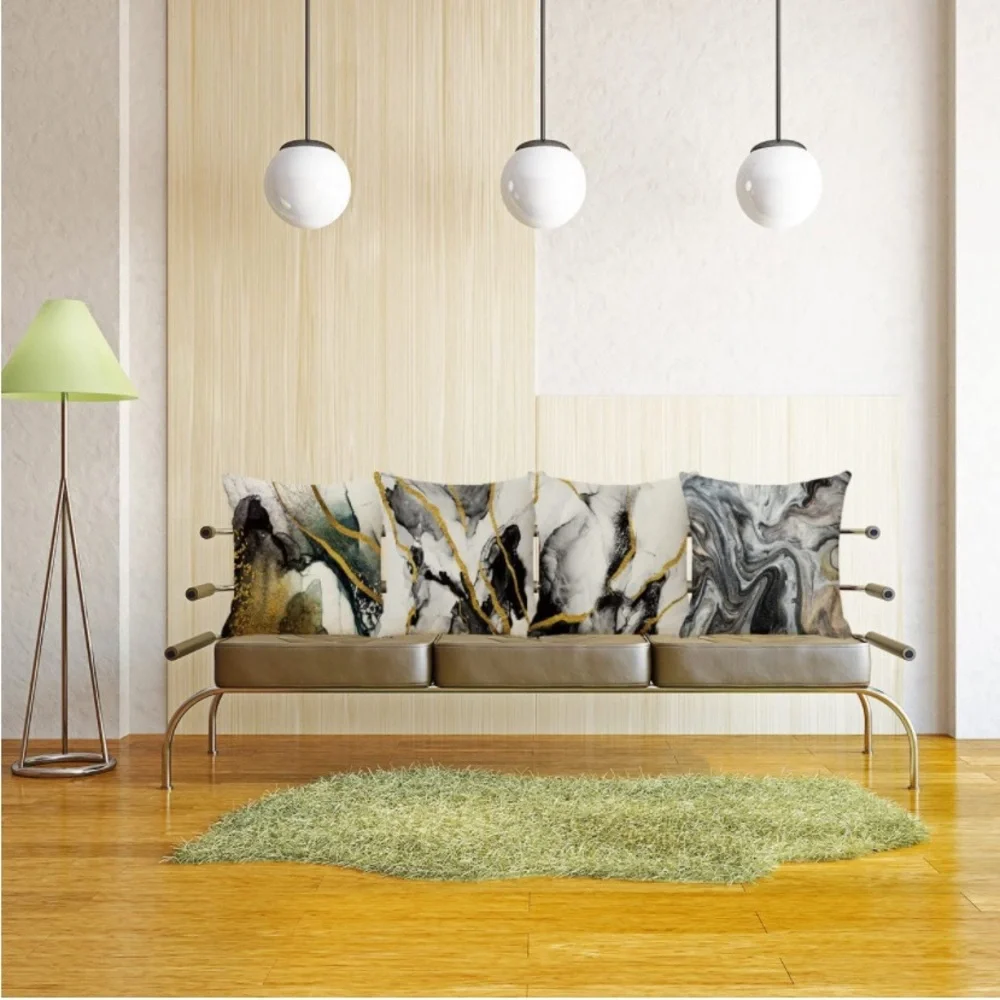 Luxury Home | Stylish Earth Tone Ombre Agate Marble Print Throw Pillow Covers